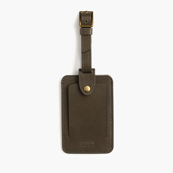 J Crew Olive Leather luggage tag - Picture 1 of 4